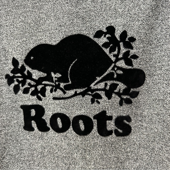 ROOTS Canada Felt Print Graphic Salt & Pepper Crew Long Sleeve Sweatshirt L - Picture 3 of 12